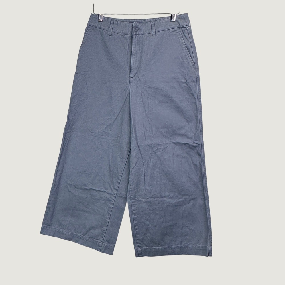 Uniqlo Wide Leg Cropped Pants Size 6 Blue Minimalist Casual Trousers